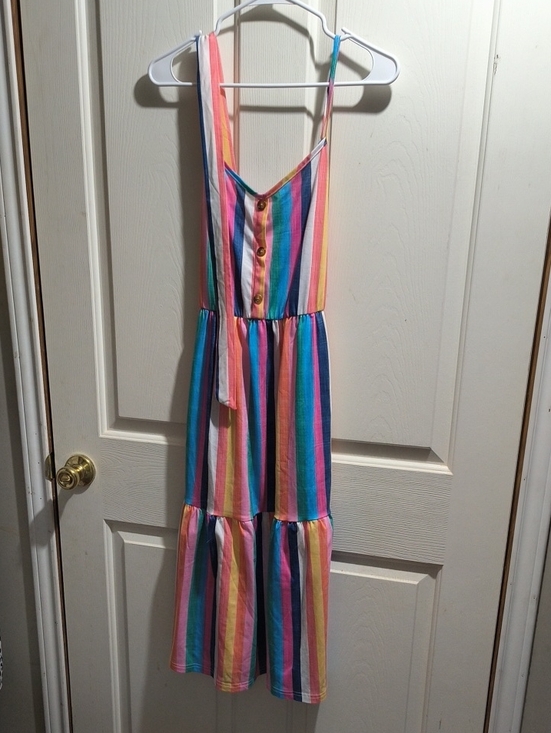 PatPat Dresses & Skirts - PatPat Multicolor Striped Maxi Dress - Pink, Blue, Yellow, Green